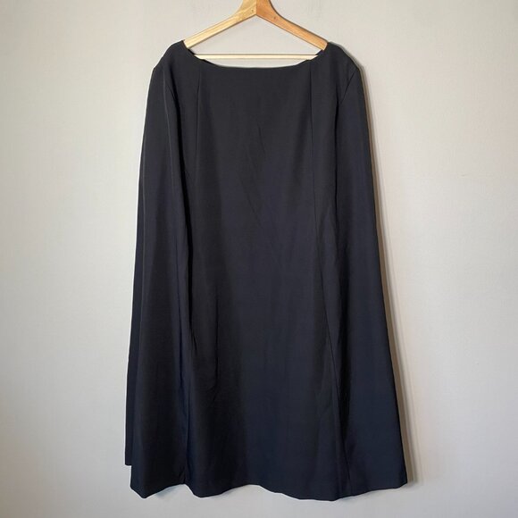 NWT Eloquii Women's Size 28 Boat Neck Cloak Sleeves Cocktail Cape Dress Black - Picture 13 of 16